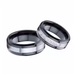 Női karikagyűrű nemesacélból, ezüst-fekete, 8-as méret