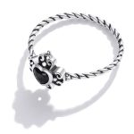 Strieborný dámsky prsteň s čiernym kryštálom, veľkosť 7