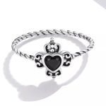 Strieborný dámsky prsteň s čiernym kryštálom, veľkosť 7