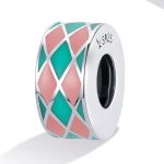 Strieborné kúzlo, diamantový vzor, zeleno-ružové