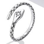 Strieborný dámsky prsteň, had