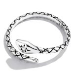 Strieborný dámsky prsteň, had