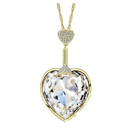 Náhrdelník so vzorom srdca, biely, zdobený kryštálmi Swarovski