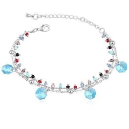   Perlový náramok, Aquamarine, zdobený kryštálmi Swarovski