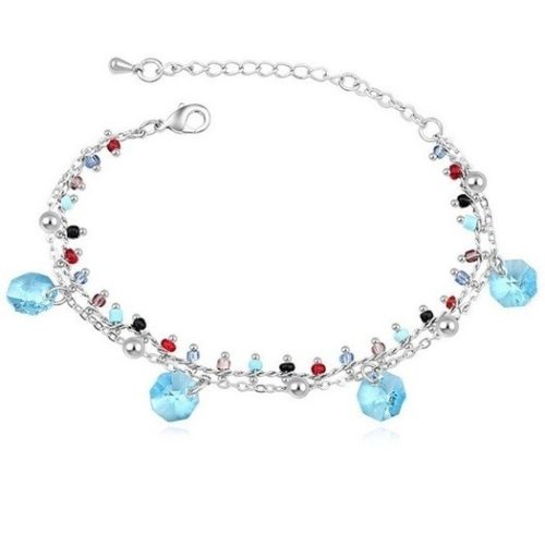 Perlový náramok, Aquamarine, zdobený kryštálmi Swarovski