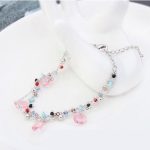 Perlový náramok, svetloružový, zdobený kryštálmi Swarovski