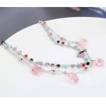 Perlový náramok, svetloružový, zdobený kryštálmi Swarovski