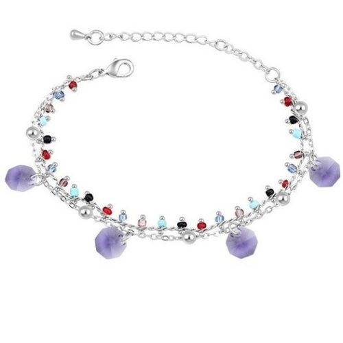 Perlový náramok, Tanzanit, zdobený kryštálmi Swarovski