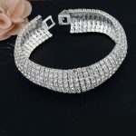 Náramok Austria s kryštálmi, striebornej farby, 19 cm