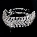 Postriebrený náramok s kryštálmi striebornej farby 17+6 cm