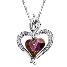   Náhrdelník s dvojitým srdcom, elegantný, rakúsky krištáľ