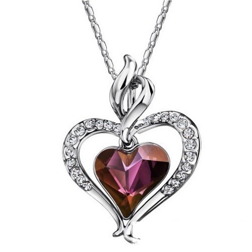 Náhrdelník s dvojitým srdcom, elegantný, rakúsky krištáľ