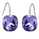 Oválne náušnice fialovej farby zdobené kryštálmi Swarovski