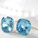 Oválne náušnice, modré, zdobené kryštálmi Swarovski