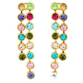   Dlhé, kamienkové náušnice, Multicolor, zdobené kryštálmi Swarovski