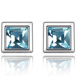   Náušnice Kockka, Aquamarine, zdobené kryštálmi Swarovski