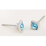 Náušnice Kockka, Aquamarine, zdobené kryštálmi Swarovski