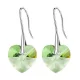 Náušnice so srdcom, Peridot, zdobené kryštálmi Swarovski
