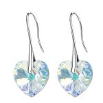 Náušnice so srdiečkom Crystal AB zdobené kryštálmi Swarovski