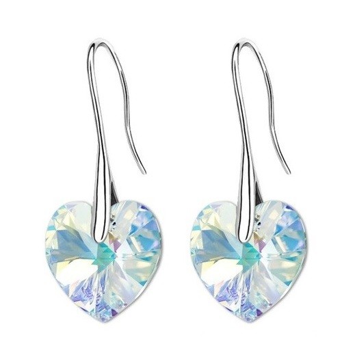 Náušnice so srdiečkom Crystal AB zdobené kryštálmi Swarovski