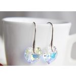 Náušnice so srdiečkom Crystal AB zdobené kryštálmi Swarovski
