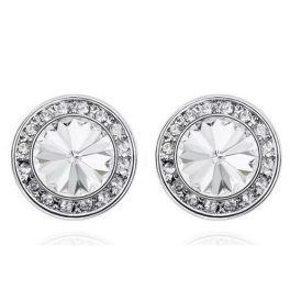   Okrúhle kamienkové náušnice, Crystal, zdobené kryštálmi Swarovski