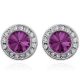 Okrúhle kamienkové náušnice, ametyst, zdobené kryštálmi Swarovski
