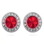 Kolo kameňové náušnice, Svetlé Siam, zdobené Swarovski krištáľmi