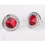Kolo kameňové náušnice, Svetlé Siam, zdobené Swarovski krištáľmi