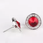 Kolo kameňové náušnice, Svetlé Siam, zdobené Swarovski krištáľmi