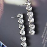 Dlhé, okrúhle kamienkové náušnice, krištáľ