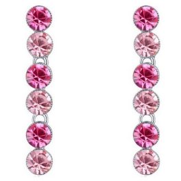 Dlhé, okrúhle kamienkové náušnice, ružové