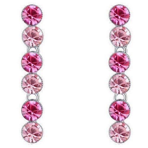 Dlhé, okrúhle kamienkové náušnice, ružové