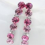 Dlhé, okrúhle kamienkové náušnice, ružové