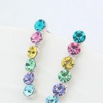 Dlhé, okrúhle kamienkové náušnice, viacfarebné