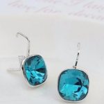 Napichovacie náušnice, Indikolite, zdobené kryštálmi Swarovski