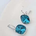 Napichovacie náušnice, Indikolite, zdobené kryštálmi Swarovski