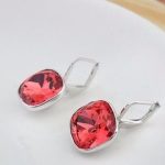 Napichovacie náušnice, Padparadscha, zdobené kryštálmi Swarovski