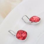 Napichovacie náušnice, Padparadscha, zdobené kryštálmi Swarovski