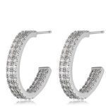 Okrúhle kamienkové náušnice, Rhodium