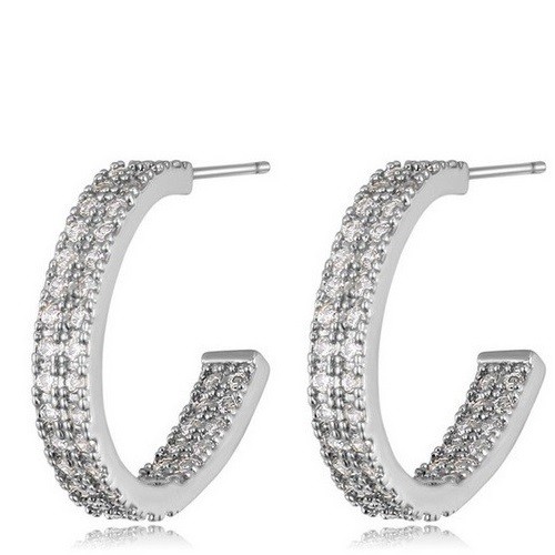 Okrúhle kamienkové náušnice, Rhodium