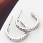 Okrúhle kamienkové náušnice, Rhodium