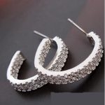 Okrúhle kamienkové náušnice, Rhodium