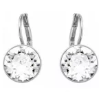 Mini okrúhle náušnice, pokryté rhódiumom, dekorované kryštálom Swarovski