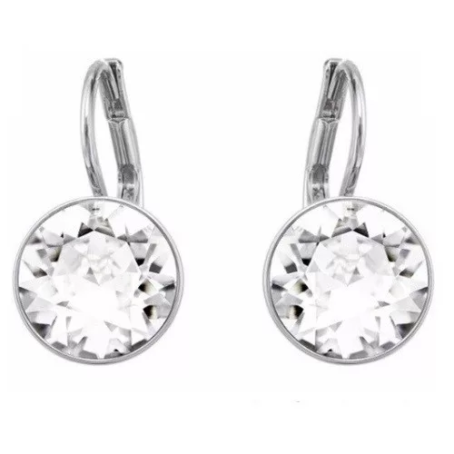 Mini okrúhle náušnice, pokryté rhódiumom, dekorované kryštálom Swarovski