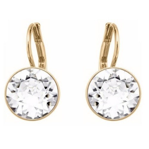 Mini kruhové náušnice, zlaté, zdobené kryštálmi Swarovski