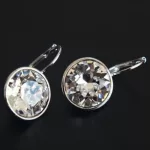 Mini okrúhle náušnice, pokryté rhódiumom, dekorované kryštálom Swarovski