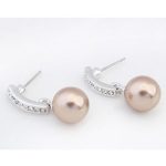 Perlové náušnice, bronz, zdobené kryštálmi Swarovski