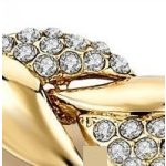 Náramok s listami, zdobený kryštálmi, v zlatej farbe