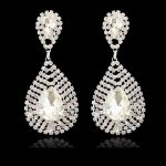 Postriebrené náušnice, visiace, s horským krištáľom, v striebornej farbe